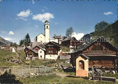 Bosco Gurin Dorfpartie mit Kirche Kat. Bosco Gurin