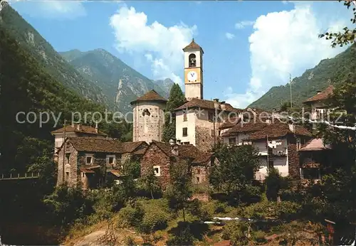 Lavertezzo Dorfpartie mit Kirche Kat. Lavertezzo