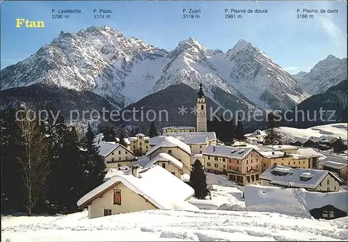 Ftan Ortsblick mit Alpenpanorama Kat. Ftan