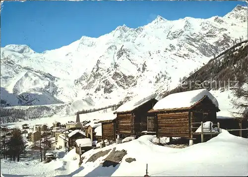 Saas Fee mit Alphubel Dom Lenzspitze und Ulrichshorn Kat. Saas Fee