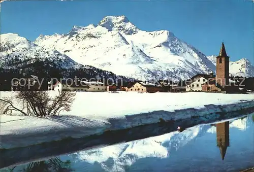 Sils Baselgia Partie am Inn Dorfblick Kat. Sils Baselgia