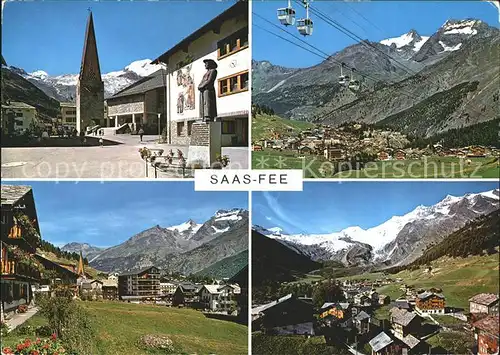 Saas Fee Panorama Ortsansichten Gondelbahnen Kat. Saas Fee