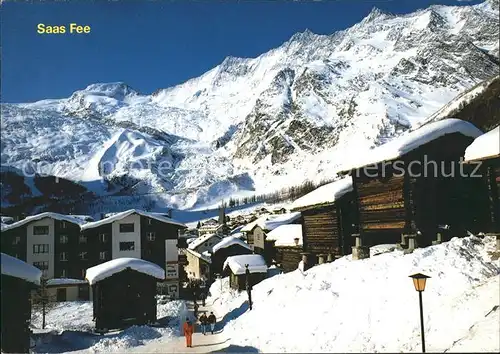 Saas Fee mit  Alphubel Taeschhorn Dom Lenzspitze Kat. Saas Fee