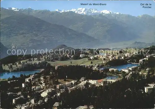 Crans Montana Vue generale Massif du Mont Blanc Col de la Forclaz Kat. Crans Montana