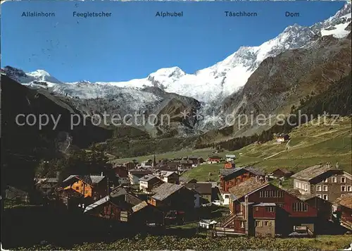 Saas Fee Ortsblick mit Alpenpanorama Kat. Saas Fee