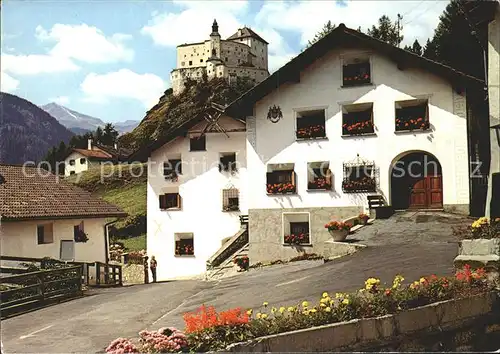 Tarasp Dorfpartie mit Schloss Kat. Tarasp