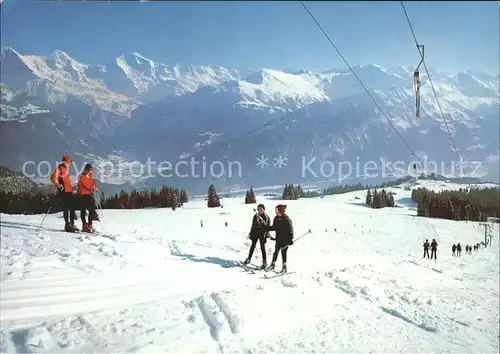 Beatenberg Skilift Hohwald Waldegg Eiger Moench Jungfrau Bluemlisalp Kat. Beatenberg