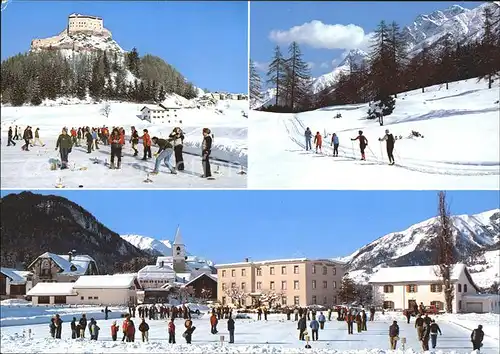 Tarasp Langlauf Schloss Eisstock Eisbahn Kat. Tarasp