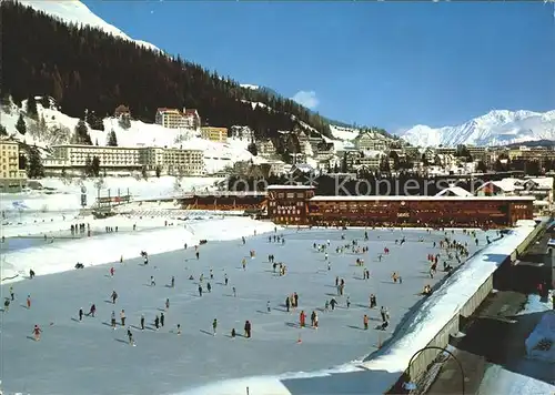 Davos GR mit Eisbahn Rhaetikonkette Kat. Davos