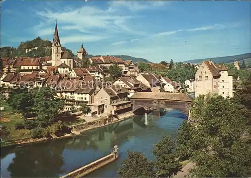 Baden AG Altstadt Holzbruecke Fluss Kat. Baden