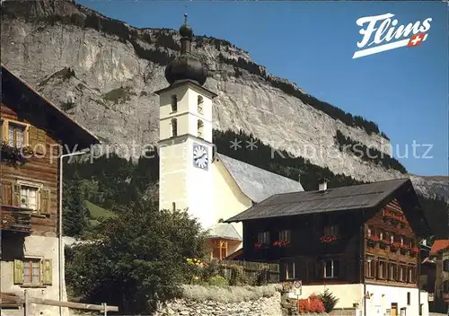 Flims Dorf mit Flimserstein Kat. Flims Dorf