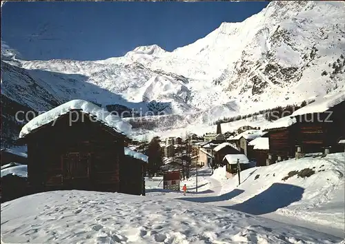 Saas Fee mit Alalinhorn Alphubel Taeschhorn Feegletscher Kat. Saas Fee