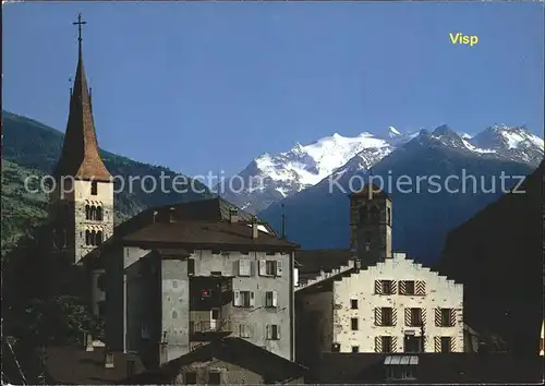 Visp Dorfpartie mit Balfrin und Mischabel Kat. Visp