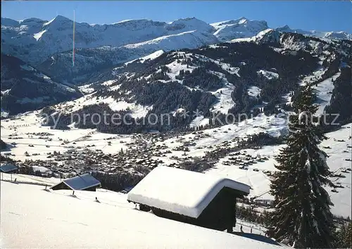 Lenk Simmental Dorf mit Wildhorn Kat. Lenk Simmental