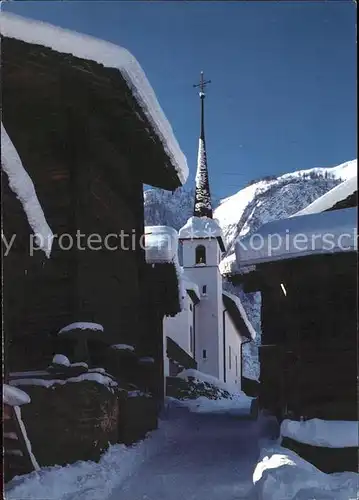 Blatten Naters Dorfgasse mit Kirche Kat. Blatten Naters