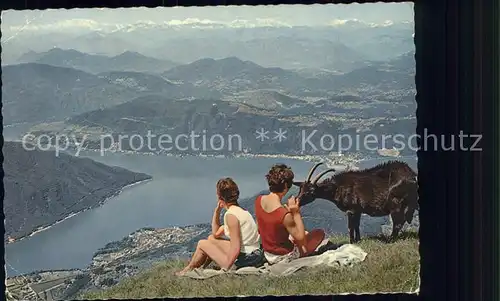 Monte Generoso Albergho Lago di Lugano Frauen mit Ziegenbock Kat. Monte Generoso