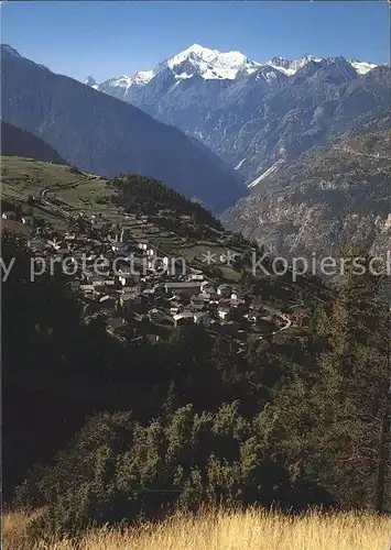 Visperterminen mit Matterhorn Weisshorn Bishorn  Kat. Visperterminen