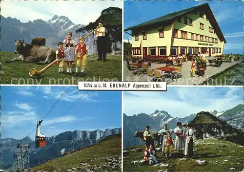 Appenzell IR Gasthaus Ebenalp Alphornblaeser Luftseilbahn Sennerfamilie Kat. Appenzell