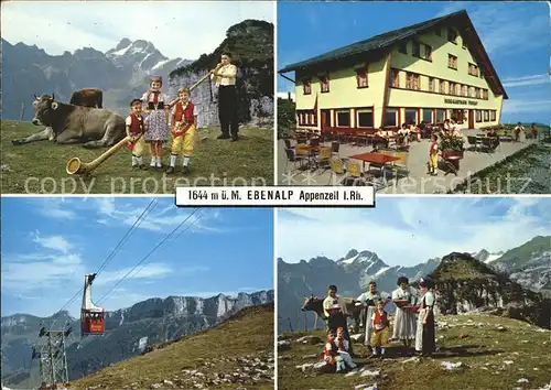 Ebenalp Alphornblaeser Berggasthaus Alpstein Saentis Luftseilbahn Kat. Ebenalp