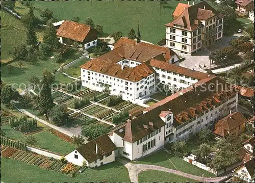 Stans Nidwalden Kloster und Institut St Klara Fliegeraufnahme Kat. Stans