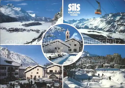Sils Baselgia und Sils Maria Skigebiet Furtschellas Ortsansichten Luftseilbahn Kat. Sils Baselgia