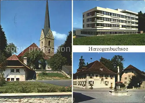 Herzogenbuchsee Kirche Rathaus Dorfbrunnen Kat. Herzogenbuchsee