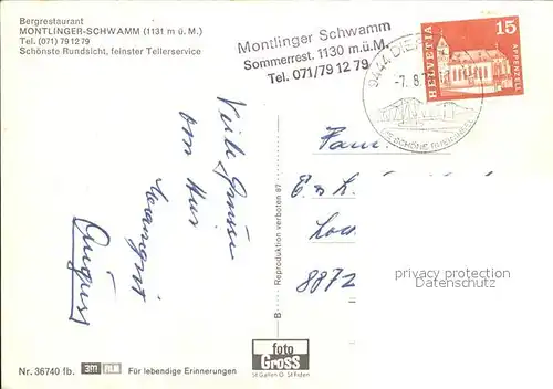 Montlingen Bergrestaurant Montlinger Schwamm Kat. Montlingen