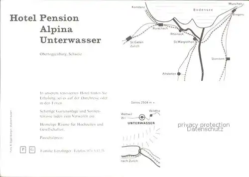 Unterwasser Toggenburg Hotel Pension Alpina Zimmer Gastraum Kat. Unterwasser