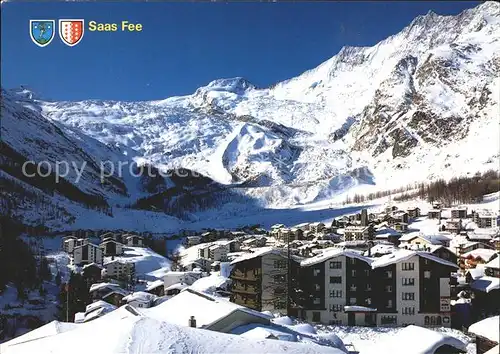 Saas Fee mit Allalinhorn Alphubel Taeschhorn Dom Kat. Saas Fee