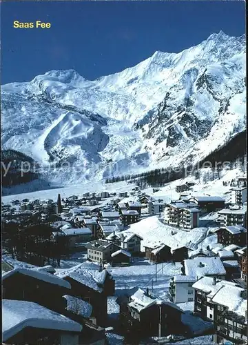 Saas Fee mit Alphubel Taeschhorn und Dom Kat. Saas Fee