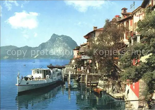 Gandria Lago di Lugano Teilansicht Faehrschiff Kat. Gandria