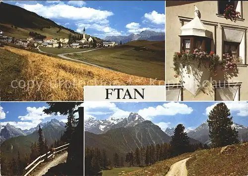 Ftan Ortsblick Engadiner Haus Erker Landschaftspanorama Kat. Ftan