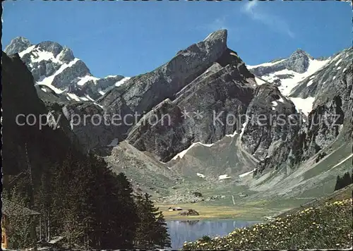 Seealpsee mit Altmann Rotsteinpass Rossmad und Saentis Kat. Schwende