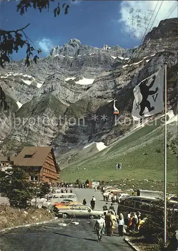 Schwaegalp Saentis Schwebebahn mit Restaurant Gyrenspitz und Saentis Kat. Schwaegalp