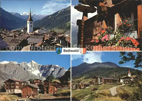 Bellwald mit Weisshorn Eggen Spycher Ortsblick Kat. Bellwald