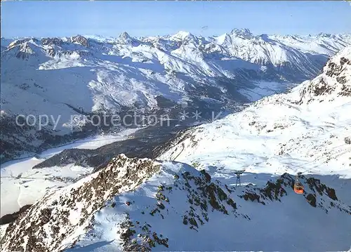 Piz Corvatsch Blick von der Bergstation mit Corvatschbahn Kat. Piz Corvatsch