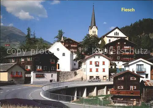 Fiesch Strassenpartie Kirche Kat. Fiesch