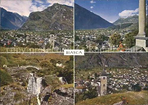Biasca Panorama Turm Wasserfall Kat. Biasca