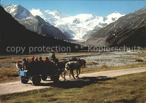 Pontresina Rosegtal Roseggletscher Sellagruppe Pferdekutsche Kat. Pontresina