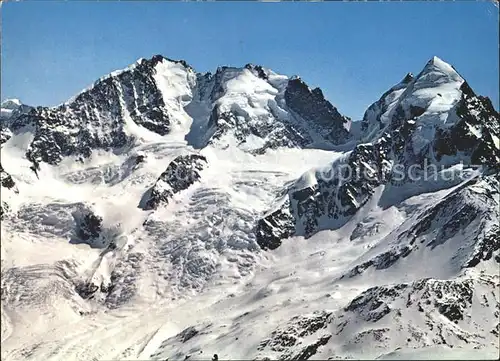Roseg Aussicht v. Corvatsch Scerscen Bernina Biancograt Kat. Roseg