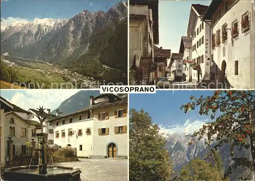 Vicosoprano Brunnen Hotel Strassenansicht Alpen Kat. Vicosoprano