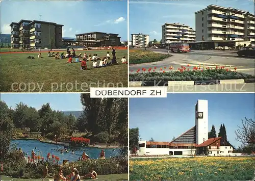 Duebendorf Schwimmbad Kirche Kinder Strassenbahn Kat. Duebendorf