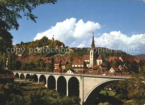 Baden AG Hochbruecke Schlossbruine Stein Kat. Baden