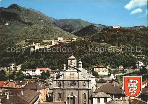 Bellinzona Ortsansicht Burg Kirche Kat. Bellinzona