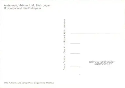 Andermatt Blick gegen Hospental Furkapass Kat. Andermatt