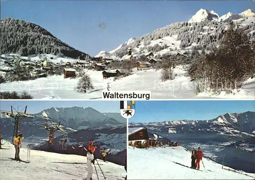 Waltensburg Graubuenden Skigebiet Pez Argas Brigelserhoerner Sesselbahn Parli Signina Bergrestaurant  Kat. Waltensburg