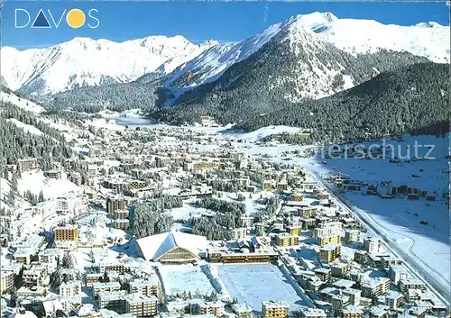 Davos GR Eissporthalle mit Eisbahn Rhaetikon und Seehorn Kat. Davos