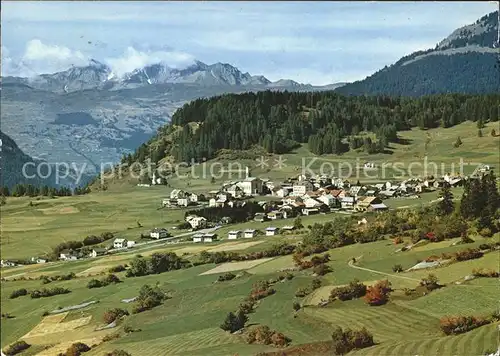 Lantsch mit Heinzenberg und Signinagruppe Panorama Kat. Lantsch