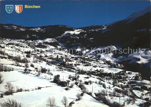 Buerchen mit Skigebiet Ronalp Moosalp Kat. Buerchen