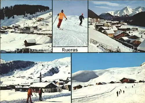 Rueras mit Skigebiet von Milez und Ortsansichten Kat. Rueras